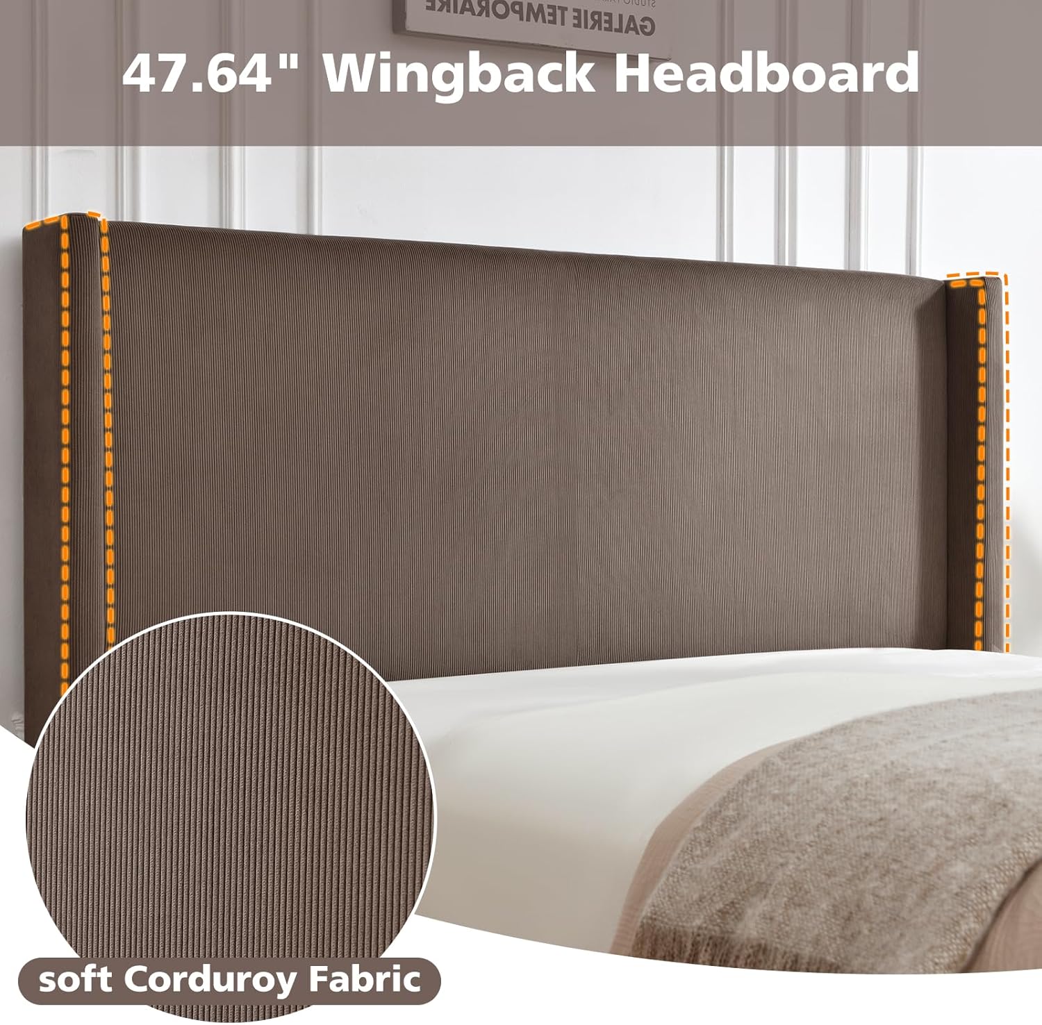 VELOCAVA Queen Size Lift-Up Storage Bed with Wingback Headboard, Modern Upholstered Corduroy Coffee Bed, Gas Lift Platform, Sturdy Wooden Slat Support, No Box Spring Needed, Easy Assembly