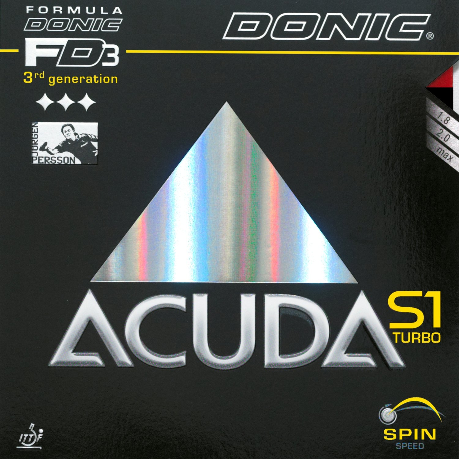 Donic Acuda S1 Turbo Table Tennis Rubber (2.0mm, Black)