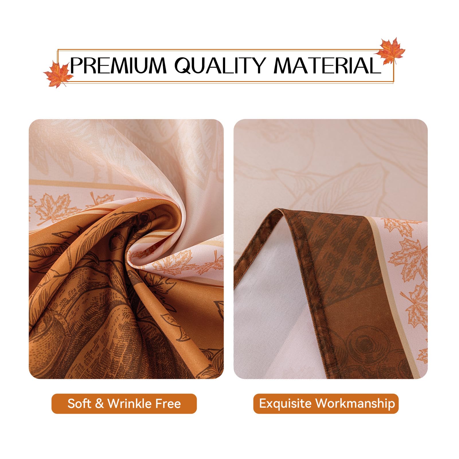 Romanstile Tovaglia antimacchia Rettangolare 180x140 cm Tovaglie da esterno impermeabile con motivi di zucca e foglie d'acero d'oro moderna Decor autunnale per halloween, cucina, caffè (6-8 posti)