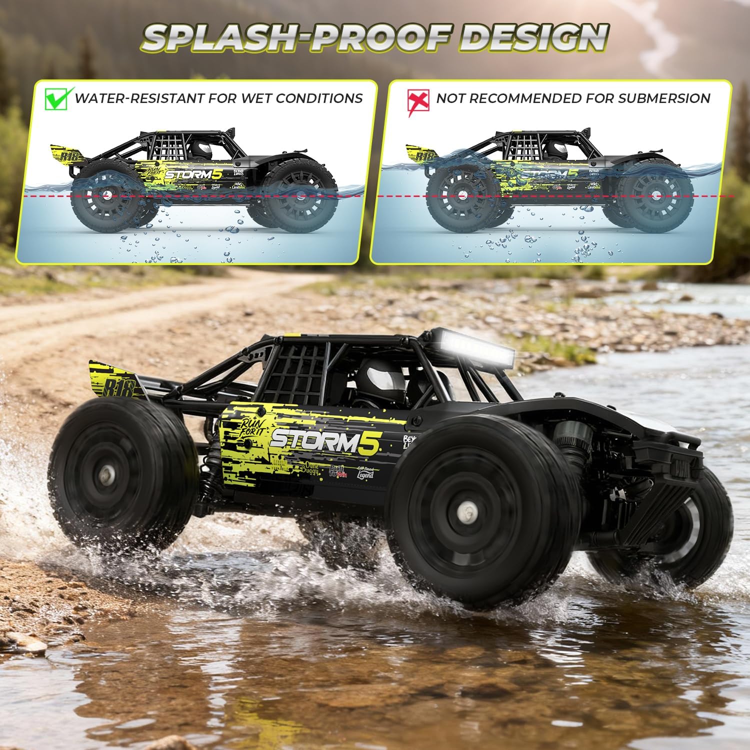 HAIBOXING 1:18 Desert Off-Road RC Truck 18856, RTR Fast 36km/h 4WD Electric Car Splash-Proof, Hobby Grade for Kids, Beginners, and Adults; Dual Batteries for Extended Outdoor Fun - Remote Control Toy - Image 7
