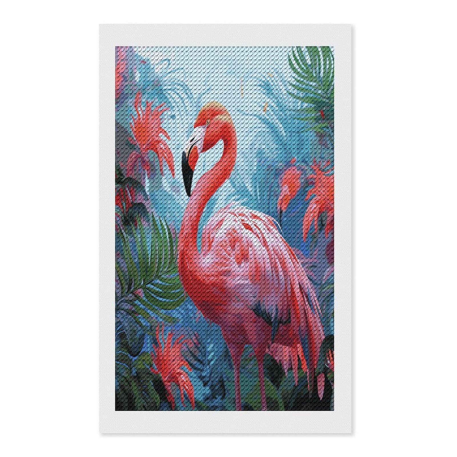 FekiLoot Painted Flamingo Paint by Numbers Kit for Adults Beginner DIY Diamond Dots Paintings Round Full Drill Diamond Art Kits Picture Diamond Art Painting Kits for Home Decor 12"x20"