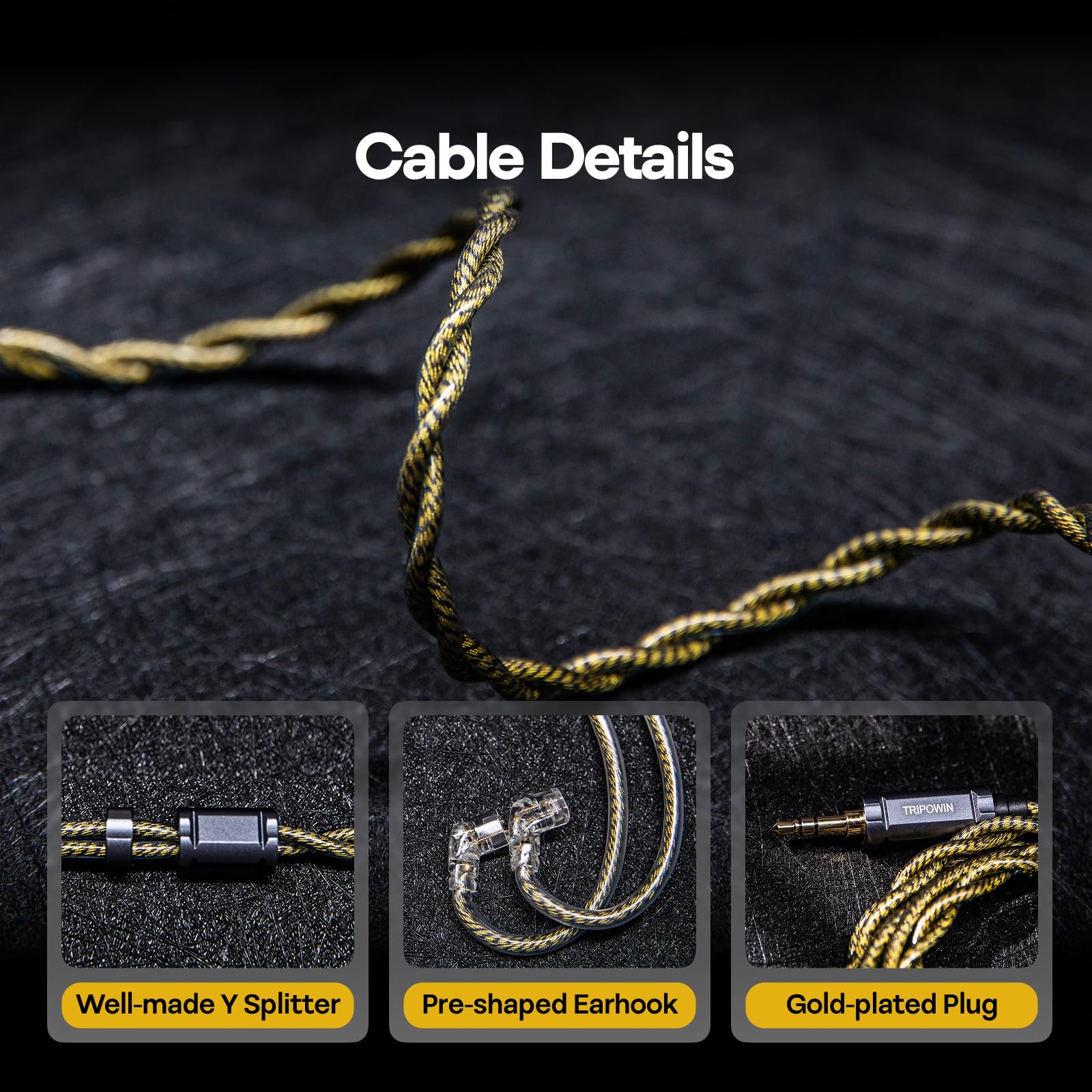 Linsoul Tripowin Cygnus Cavo IEM Ibrido in Rame Monocristallino, Filo di Ricambio per Cuffie HiFi LITZ TYPE5 e AWG 17 per In Ear Monitor e Auricolari con Cavo (Recessed 2Pin)