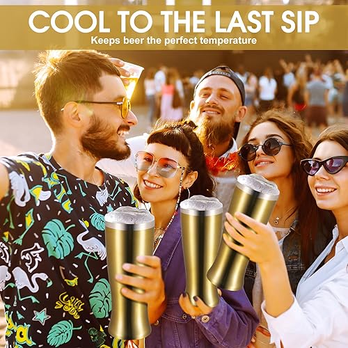 Miniatura 6 de Geetery 4 vasos de cerveza de acero inoxidable para hombres, 20 onzas, taza de cerveza de doble pared, taza de cerveza aislada, jarra de cerveza al