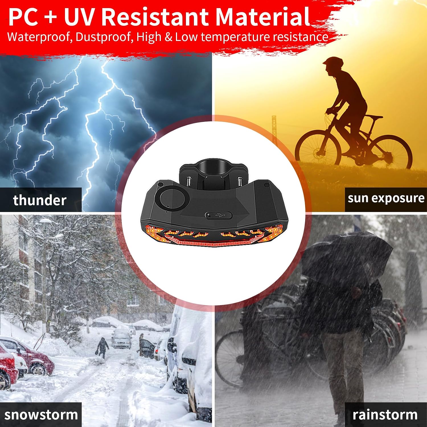 GREENCYCLE Smart Bike Tail Light with Turn Signals, Bike Brake Light, USB Rechargeable Safety Warning Cycling Light,Suitable for Almost All Bicycles, E-Bikes, E-Scooters,20Pk