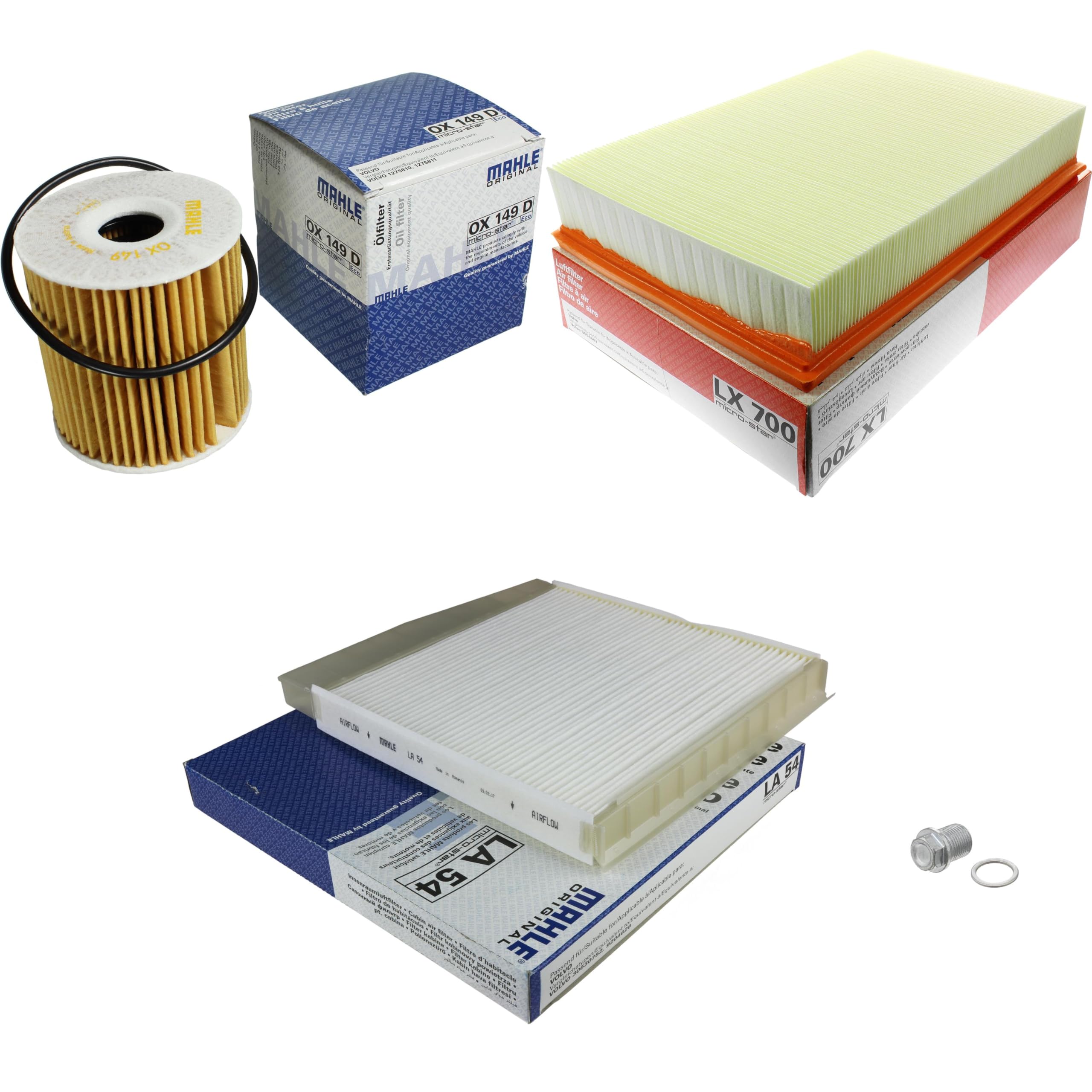 Paquete de inspección Kit de mantenimiento con filtro de aceite OX 149D, filtro de aire LX 700, filtro de cabina LA 54, tornillo de cierre