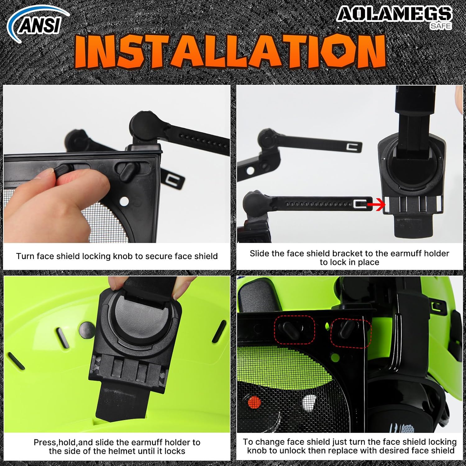 Chainsaw Helmet with Face Shield and Ear Muffs Visor-Vented Arborist Helmet with Hearing Protection & Mesh Full Face Mask,OSHA Approved Forestry Helmet with Safety Goggles Ear Protection - Image 8