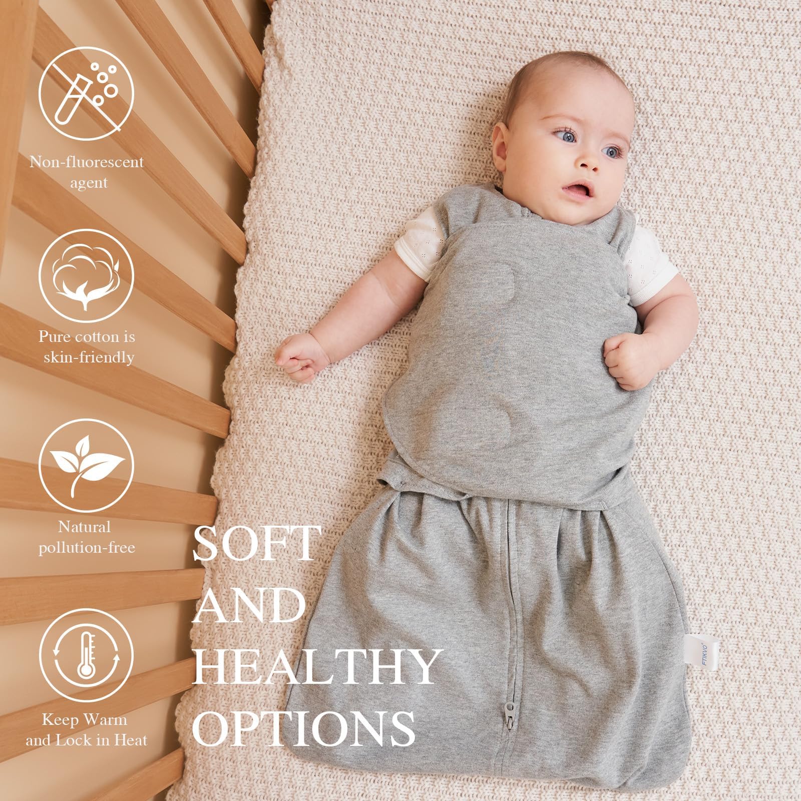 Coperta per neonati e bambini, coperta di transizione 100% cotone, coperta regolabile a 3 vie, TOG 1.0 (triangolo multicolore, 3-6 mesi)