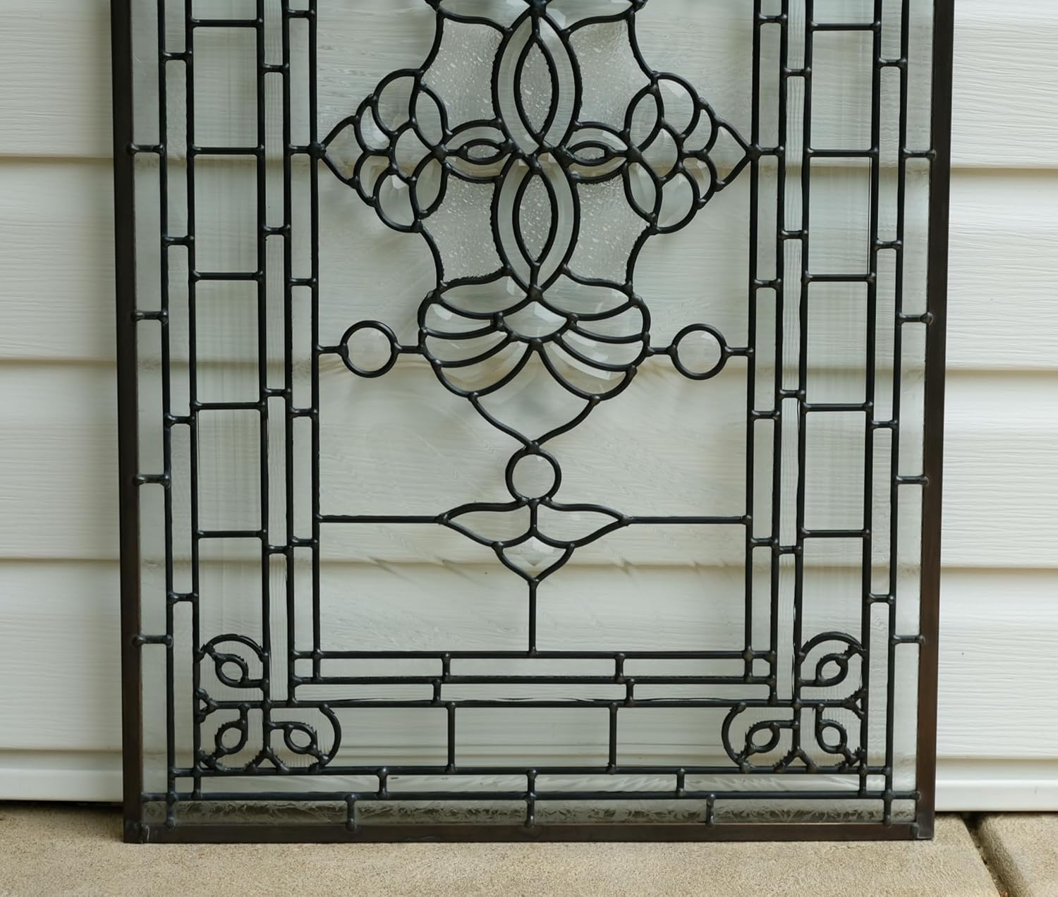 20" x 34" All Clear Beveled Stained Glass Hanging Window Panel