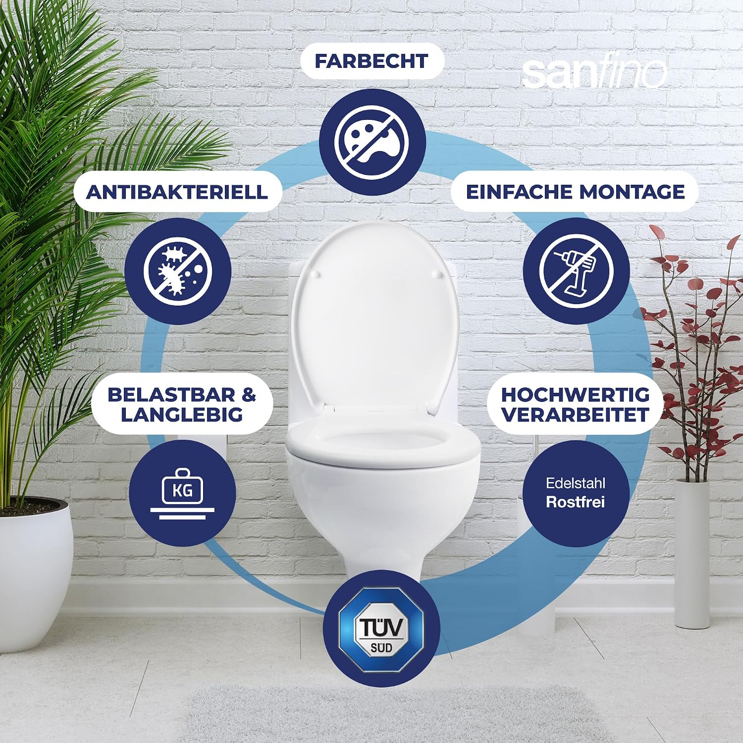 Premium Oval Toilet Seat with Soft-Close Mechanism - TÜV-Tested Toilet Seat with Quick Release - Removable Duroplast Antibacterial Toilet Lid - O-Shape Toilet Lid White – Bild 6
