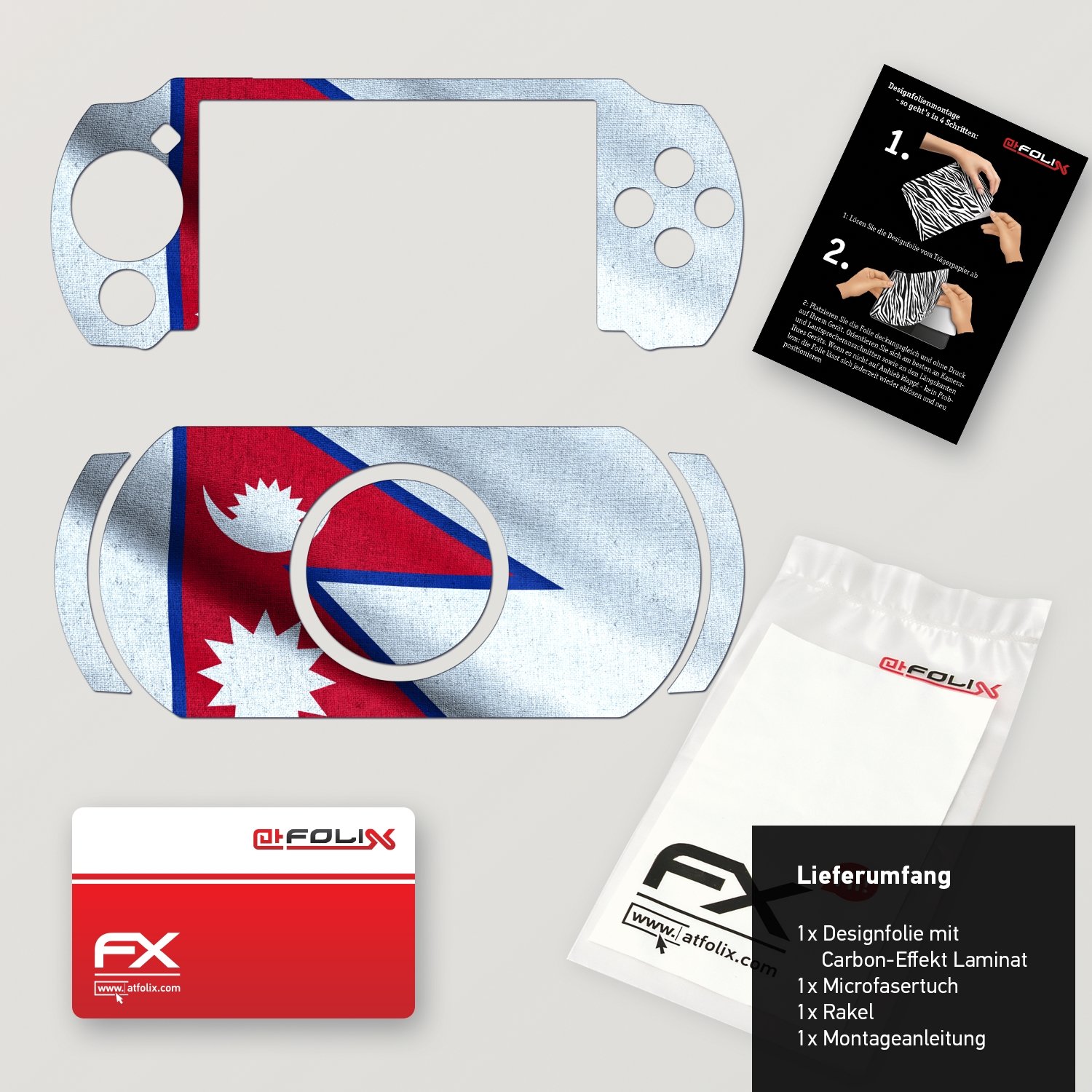 Sony PSP-E1000 / E1004 Design Skin "flag of Nepal" Decal Sticker for PSP-E1000 / E1004