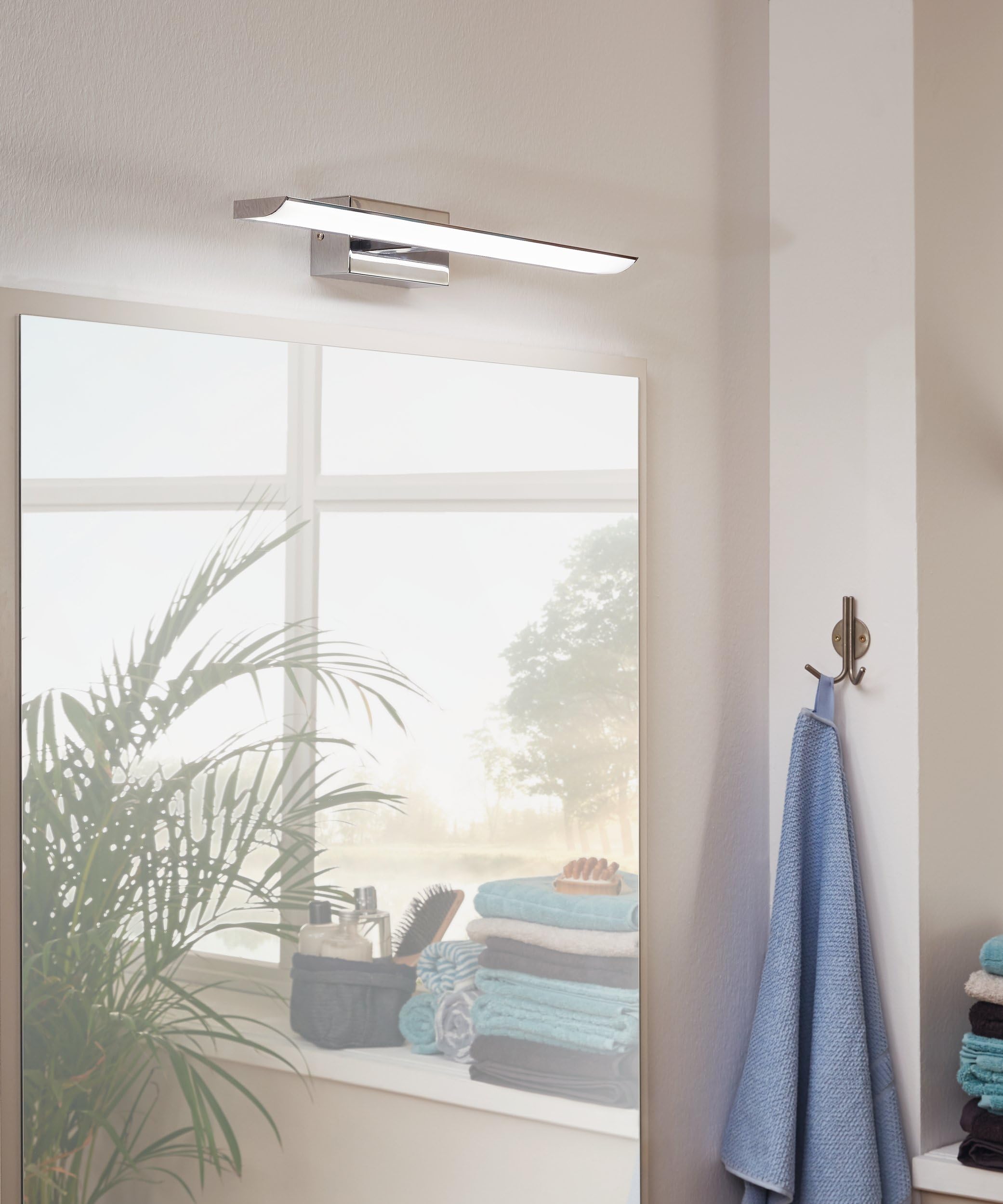 EGLO LED Wandlampe Tabiano, Spiegelleuchte, Wandleuchte aus Metall in Chrom und Kunststoff in Weiß, Badezimmer Lampe, Badleuchte neutralweiß, L 40,5 cm | aus Metall in Chrom und Kunststoff in Weiß, Badezimmer Lampe, Badleuchte neutralweiß, L 40,5 cm