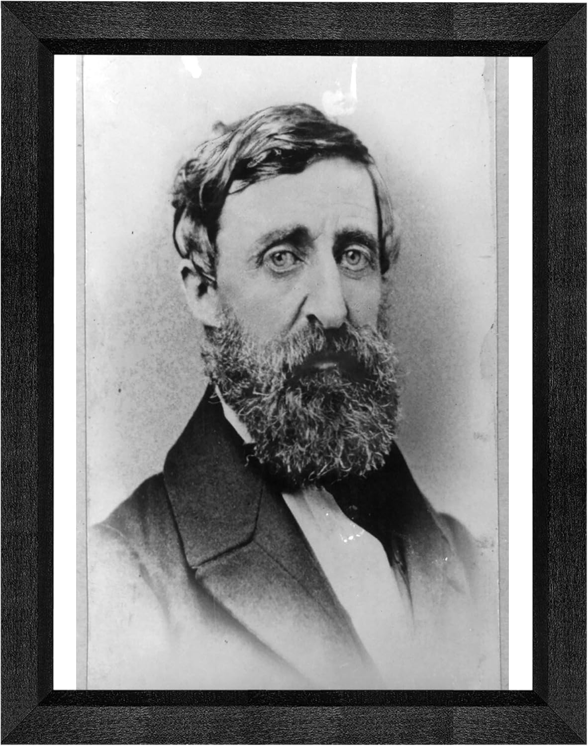 Henry David Thoreau Photograph in a Black Beveled Frame - Historical Artwork from 1879 - (5" x 7") - Matte