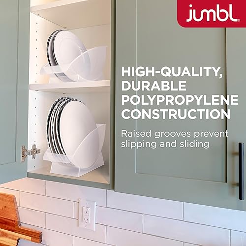 Miniatura 7 de Jumbl Soporte Vertical para Platos de Cena de 10 Pulgadas, Ahorrador de Espacio en Gabinete y Organizador, Soporte de Platos de Plástico Perfecto