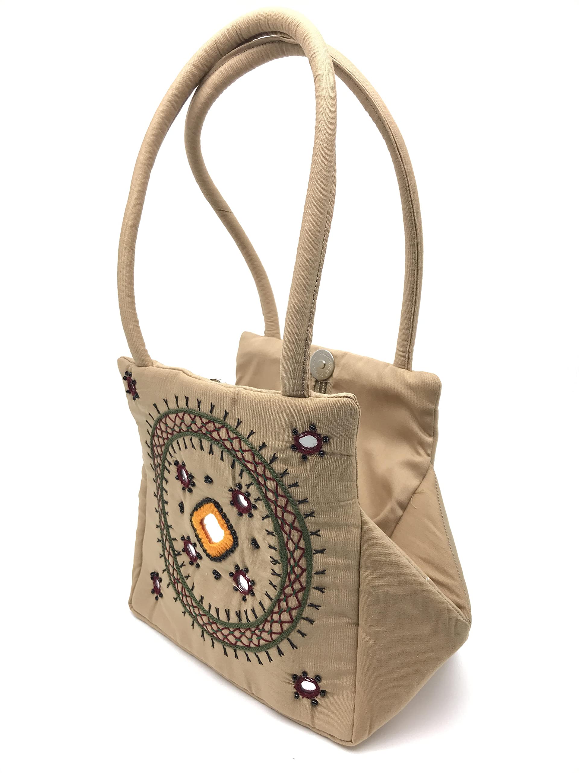 srishopify handicrafts Women Handbag MINI Handle Bag Banjara Traditional Hand Purse Cotton handmadebeige handbags (Small 9x7 Inch original Mirrors Beads and Thread Work Handcraft Pouch) (B09BD6WZHH) Amazon Price History, Amazon Price Tracker