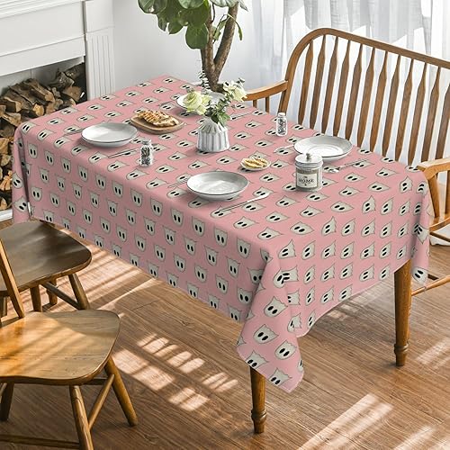 Miniatura 8 de Horaldaily Mantel redondo de Halloween de 70 x 70 pulgadas, lindo fantasma negro, lavable, para decoración de fiestas, pícnic, cenas