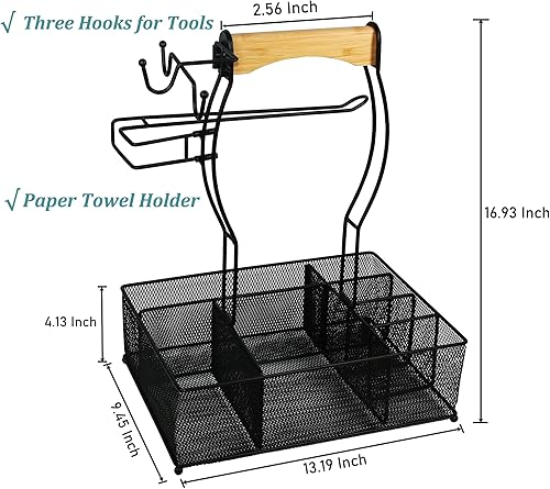 Miniatura 4 de Cesta de malla para parrilla, cesta de malla con soporte para toallas de papel, organizador de picnic para condimentos de utensilios, cestas de
