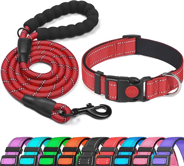 haapaw Reflective Dog Collar Padded with Soft Neoprene Breathable Adjustable Nylon Dog Collars for Small Medium Large Dogs