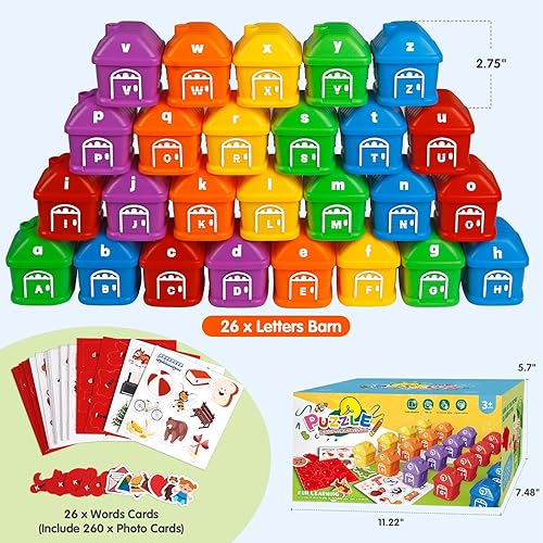 Miniatura 6 de Juego de juguetes de aprendizaje para niños pequeños clasificadores del alfabeto con tarjetas flash para concientización de letras tempranas y