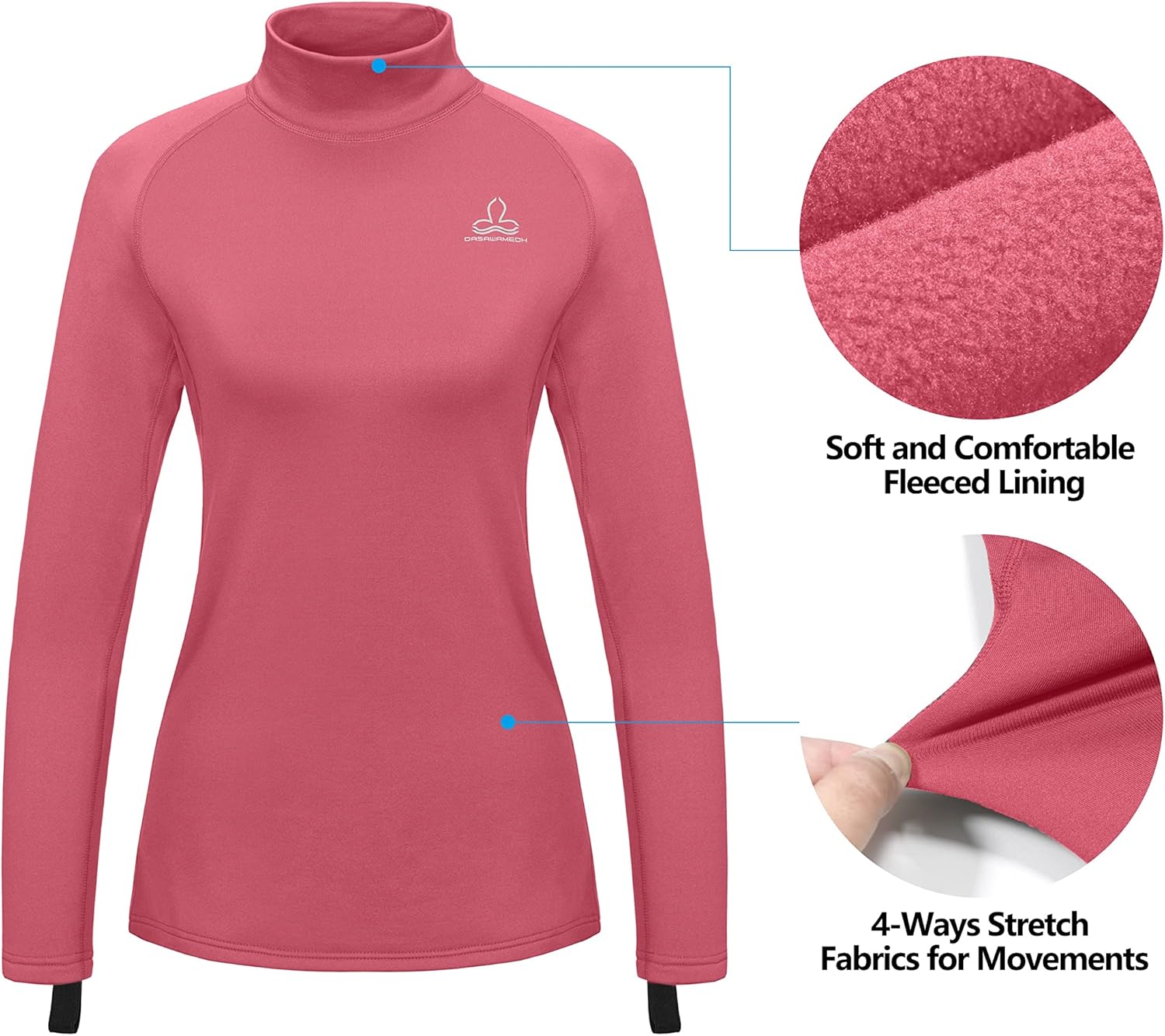 Dasawamedh Women's Fleece Thermal Underwear Set Lightweight Warm Base Layers Long Johns for Hiking Skiing Diving : Clothing, Shoes & Jewelry