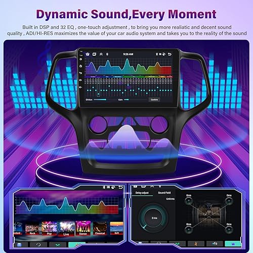 Miniatura 5 de Estéreo de coche Android 13 de 8 núcleos para Jeep Grand Cherokee 2014-2020 con DSP+32EQ - Radio de pantalla táctil IPS de 2+64G de 9 pulgadas -
