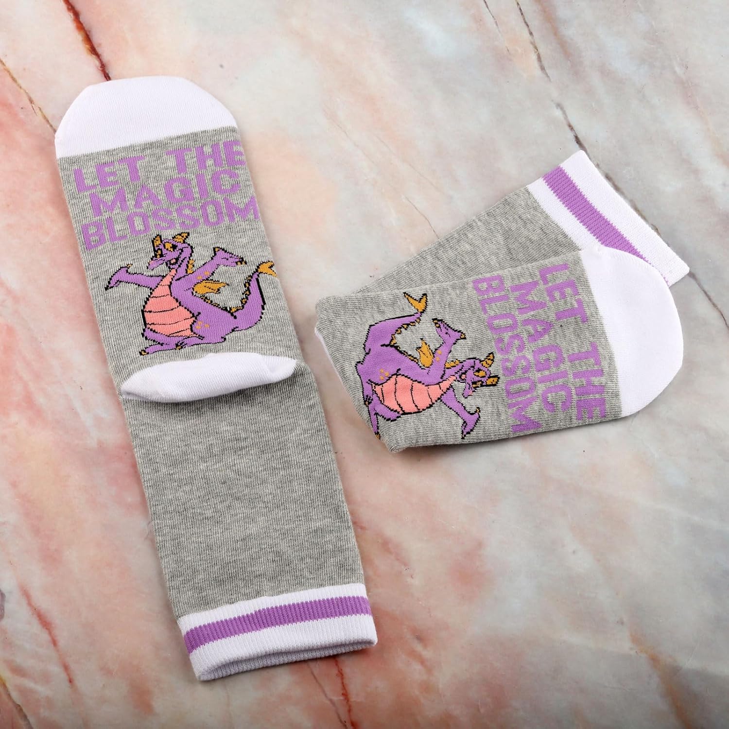 G2TUP Purple Dragon Socks Cartoon Movie Fans Gift Let The Magic Blossom Purple Dragon Socks