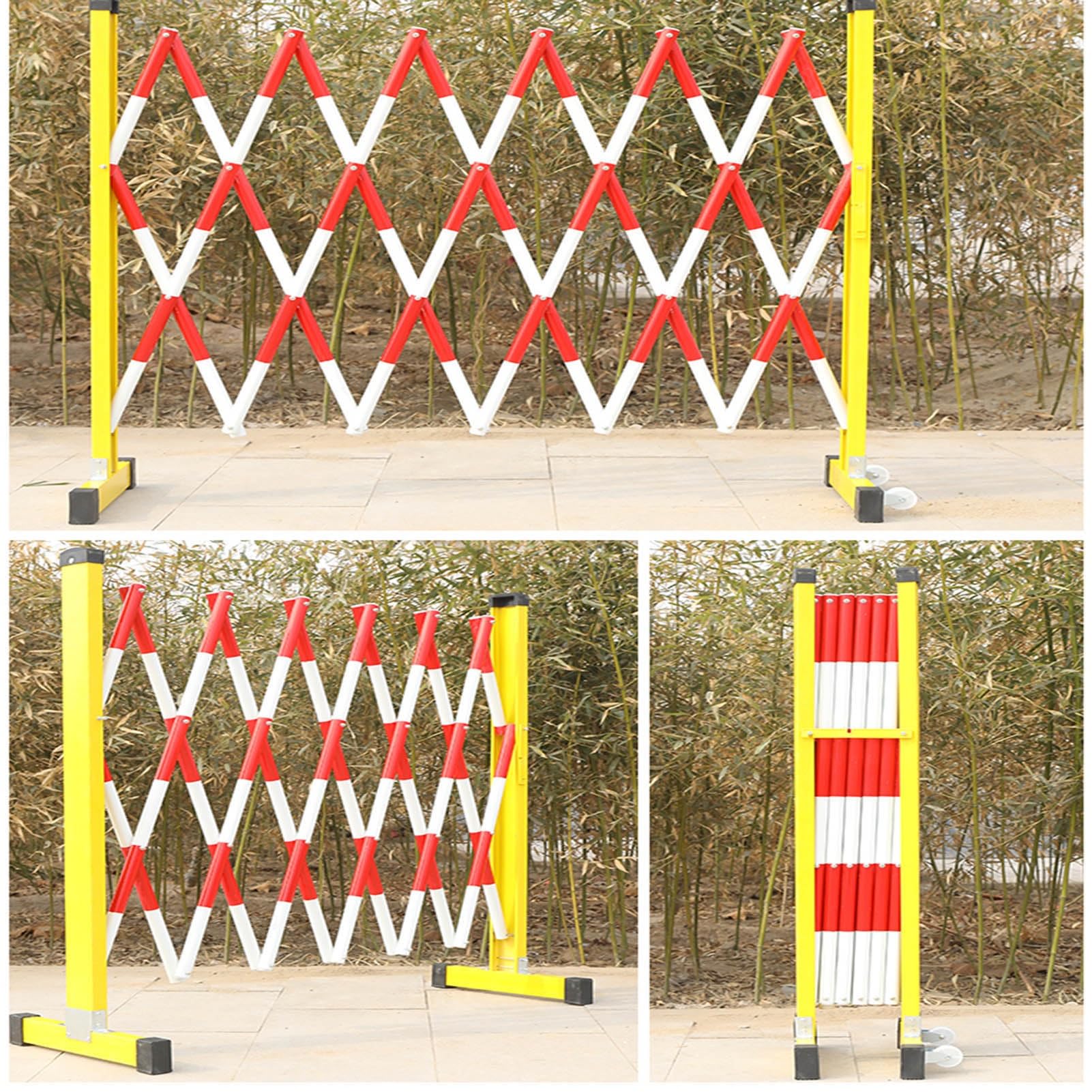 Ausziehbares Metall Absperrgitter mit Rädern - Teleskop Faltbares Sicherheitsgitter für Baustelle Zugangskontrolle, Tragbare & Einstellbare Sicherheitslösung
