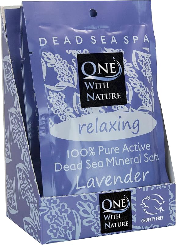One With Nature Sal do Mar Morto para Banho com Lavanda, Pacote com 6