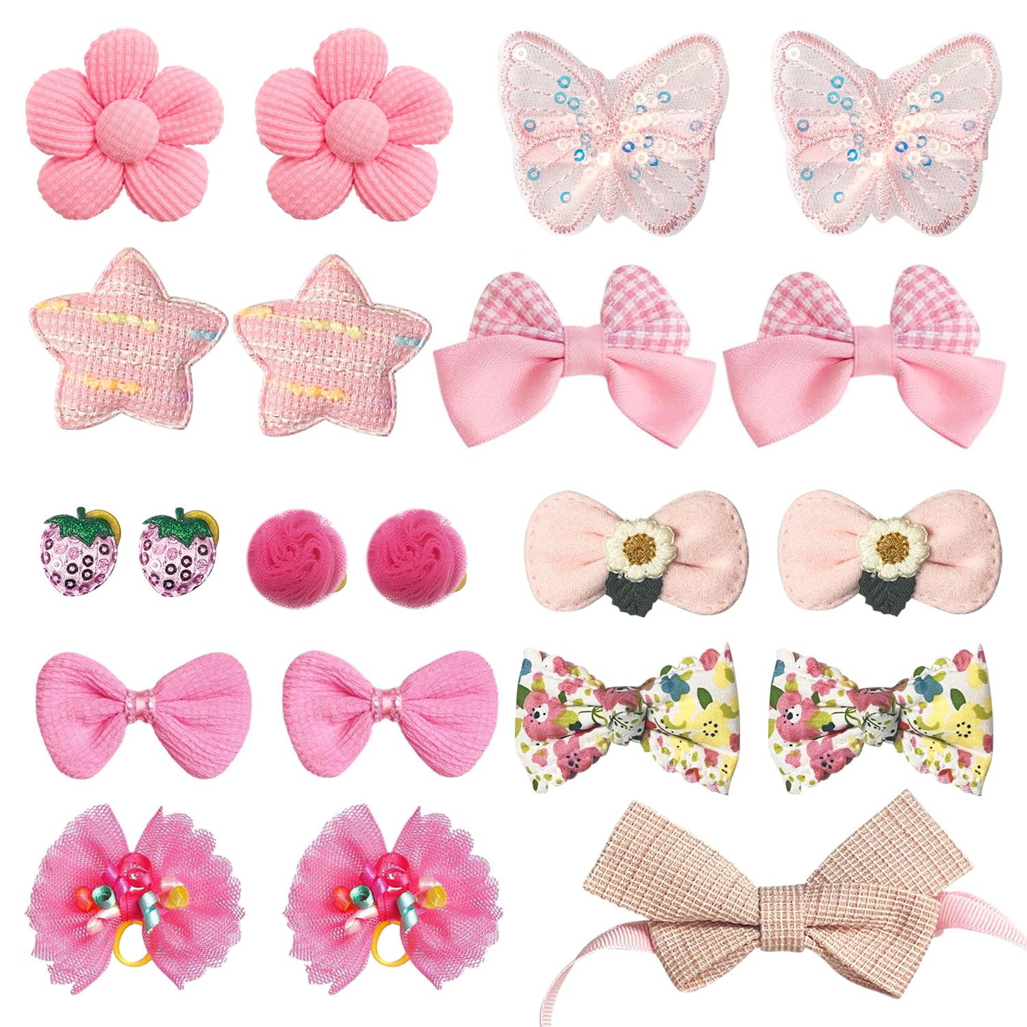 20pcs Pink Dog Hair Bows, Elastic Rubber Bands, Dog Hair Clips - Image 3