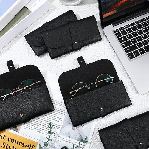 Miniatura 7 de Nuogo Paquete de 30 fundas para lentes, estuche suave para lentes de sol, bolsa portátil de piel sintética para mujeres y hombres