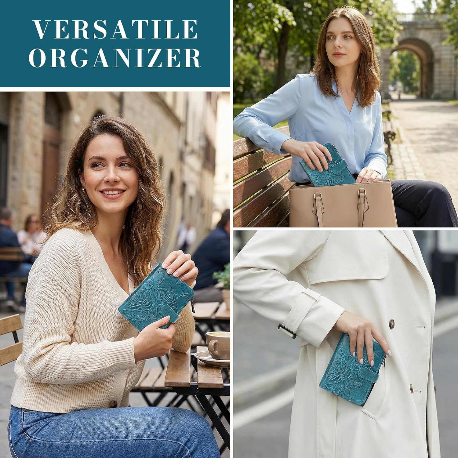 Small Wallet Women RFID Embossed Vegan Leather Credit Card Holder Wallet for Women Bifold with Zipper Coin ID Window Pocket image 4