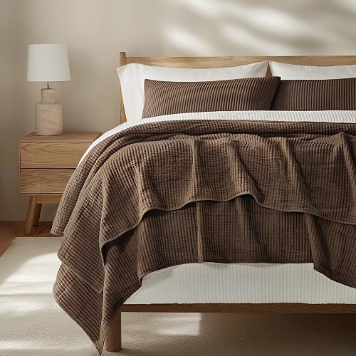 EVERGRACEHOME Cotton Coverlet Set King Size 3 Pieces, Lightweight Soft