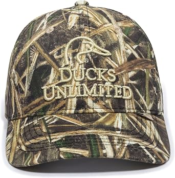 Ducks Unlimited Mossy Oak Cap, Camo Grass Hunting Hat for Men, Tuck Away Closure, One Size