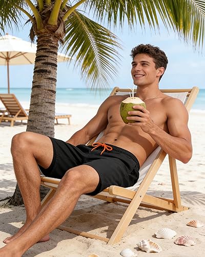 Vista 4 de Traje de baño para hombre con forro de compresión 2 en 1, de secado rápido, trajes de baño con bolsillos