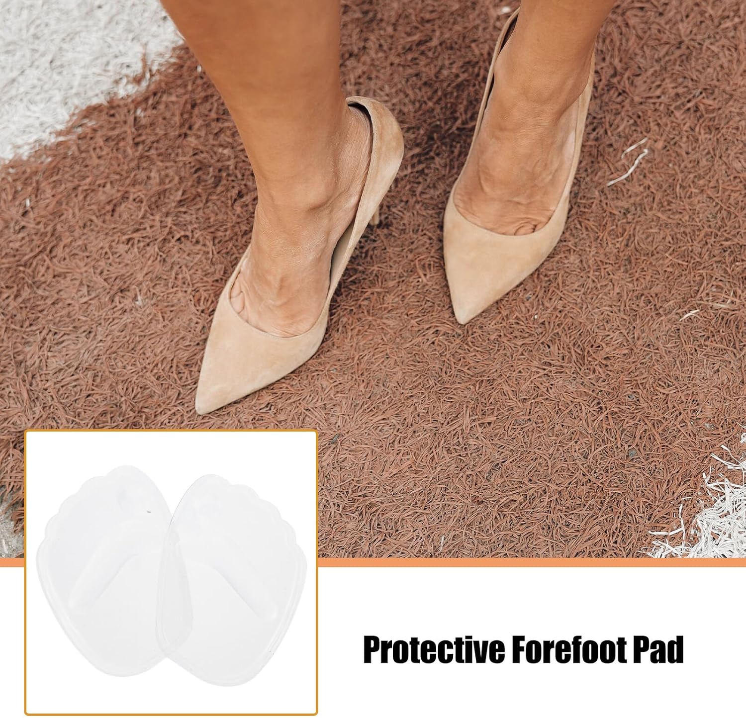 KALLORY Gel Metatarsal Pads and Heel Inserts 2pcs, Silicone Forefoot Cushions for Women, Anti-Slip Relief Shoe Insoles for High Heels, Soft Thickened Ball-of-Foot Support