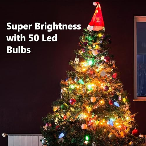 Miniatura 3 de C9 - Tira de luces LED facetadas de Navidad, 33.3 pies, 50 luces LED conectables para exteriores e interiores, luces navideñas multicolor para casa,