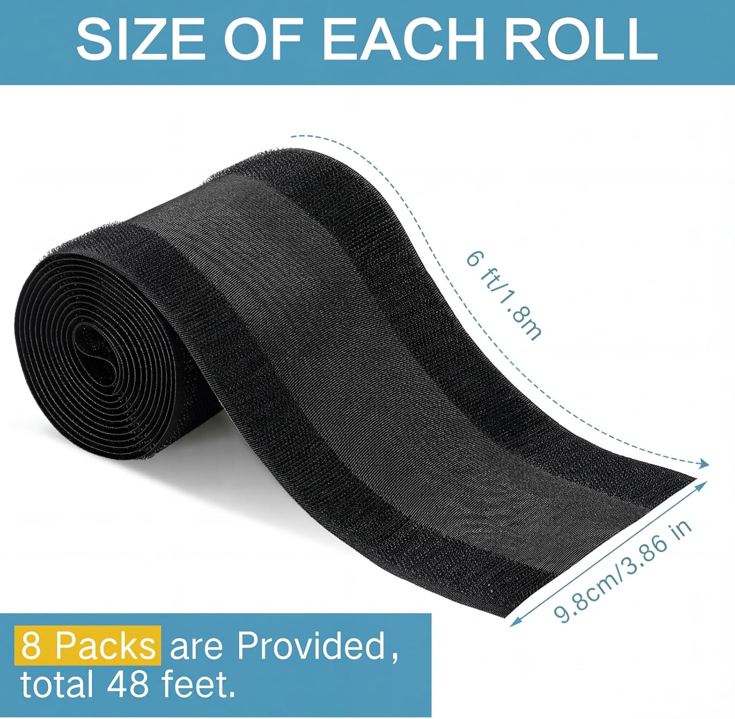 Beeveer 48 ft Extension Cord Floor Cover Strip Black Carpet Cord Cover Cable Protector Management Protect Floor Prevent a Trip Hazard Only for Commercial Office Carpet