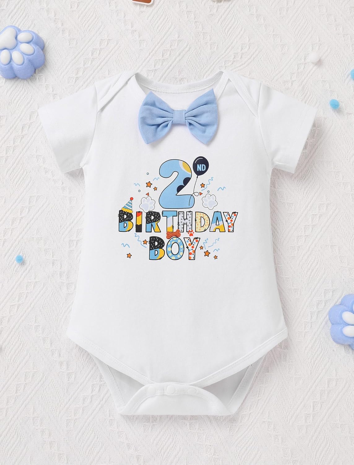 IMEKIS Baby Boys 1st 2nd Birthday Outfit Blue Bowtie Romper Suspenders Hat 3PCS Sets Cake Smash Photo Shoot - Image 4
