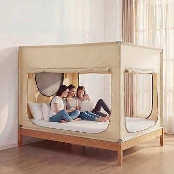 ANC POP Portable Bed Tent, Blackout Privacy Canopy with 3 Doors & Breathable Mesh, Large Space for Adults, Indoor Sleeping Shelter for Dorms/Shared Rooms