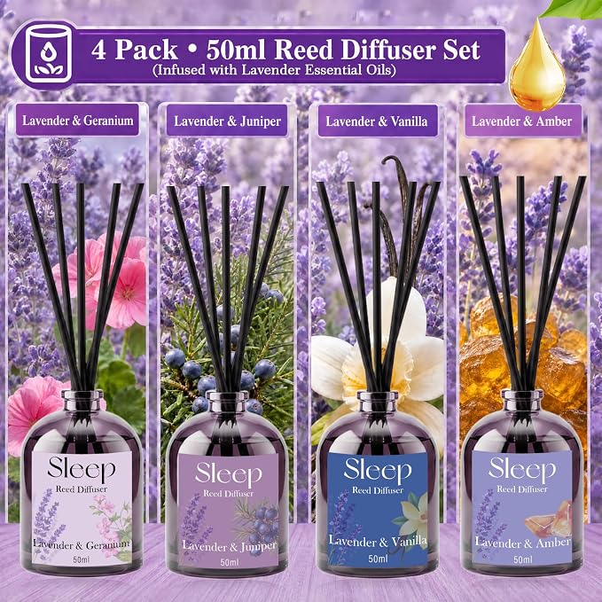 Set de Difusores de Aceite Aromático Lavanda 200ml 4 piezas miniatura 3