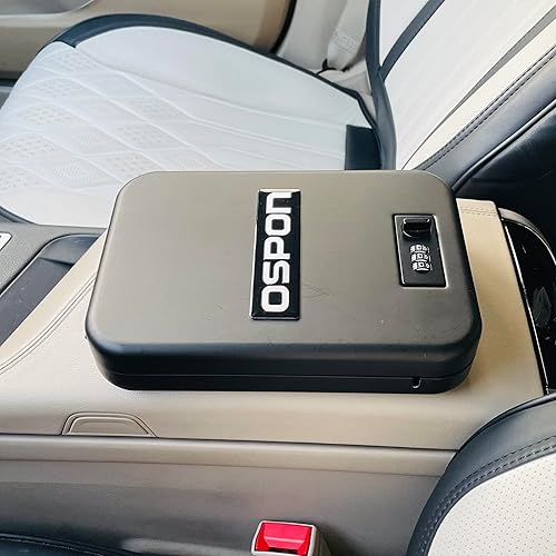 Miniatura 5 de Caja de seguridad portátil para armas con cerradura de combinación, pequeña caja fuerte oculta para pistola para mesita de noche de coche, caja de