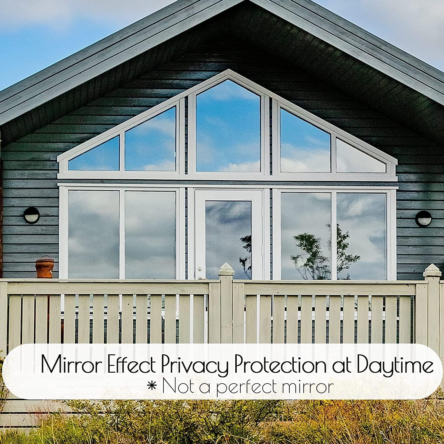 HIDBEA One Way Privacy Window Film - Daytime Privacy Sun Blocking Anti UV Reflective Window Film Heat Control Static Cling Window Tinting Film for Home and Office, Black Silver, 23.6 Inch x 6.5 Feet : Home & Kitchen