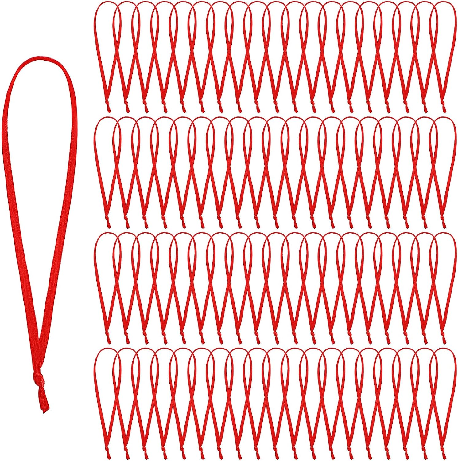 JUNEBRUSHS 300Pcs Christmas Ornament Hangers, Hand Tied String Ties Ornament Loops Thin Ribbon for Ornaments Christmas Tree Hanging Decoration (Gold Silver Red Green)