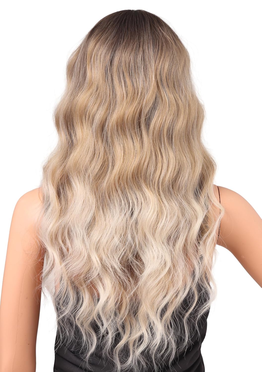 22 Inch Wavy Wig with Bangs – Ash Blonde Heat Resistant Synthetic Hair, Soft Silky & Natural Looking for Women