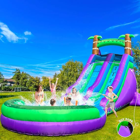 Large Inflatable Water Slide (22.5FT) - 750W Blower & 2 Anchor Straps, Durable Oxford/PVC, Perfect for Kids Backyard Outdoor Play