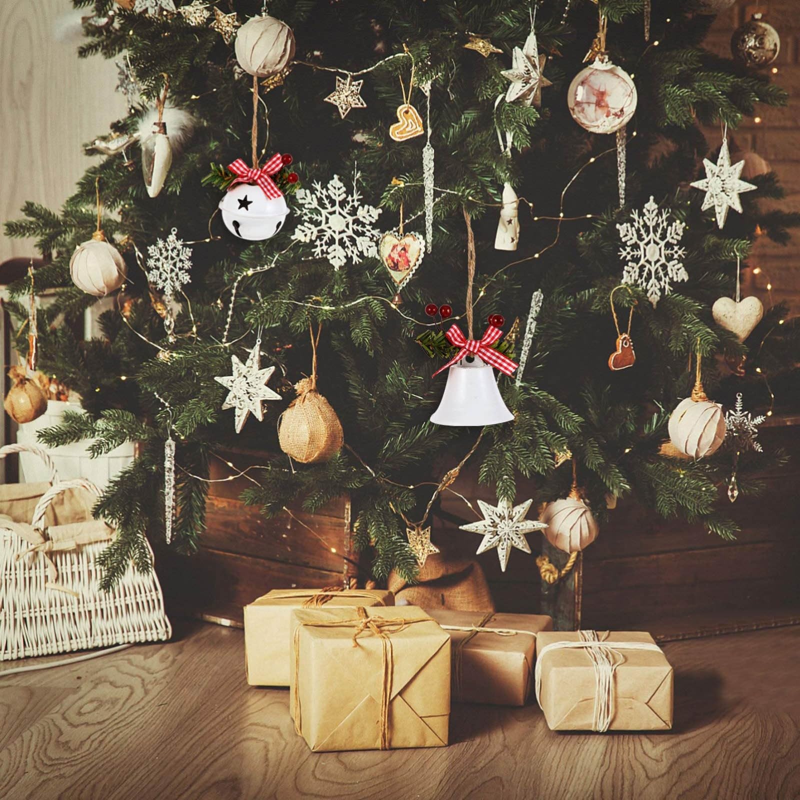 Amosfun Mini Ghirlanda Natalizia Con Fiocco E Campanello Decorazione Natalizia Per Albero Di Natale Porta Finestra E Casa Delle Bambole 2.6 Pollici Set Di 10 Pezzi