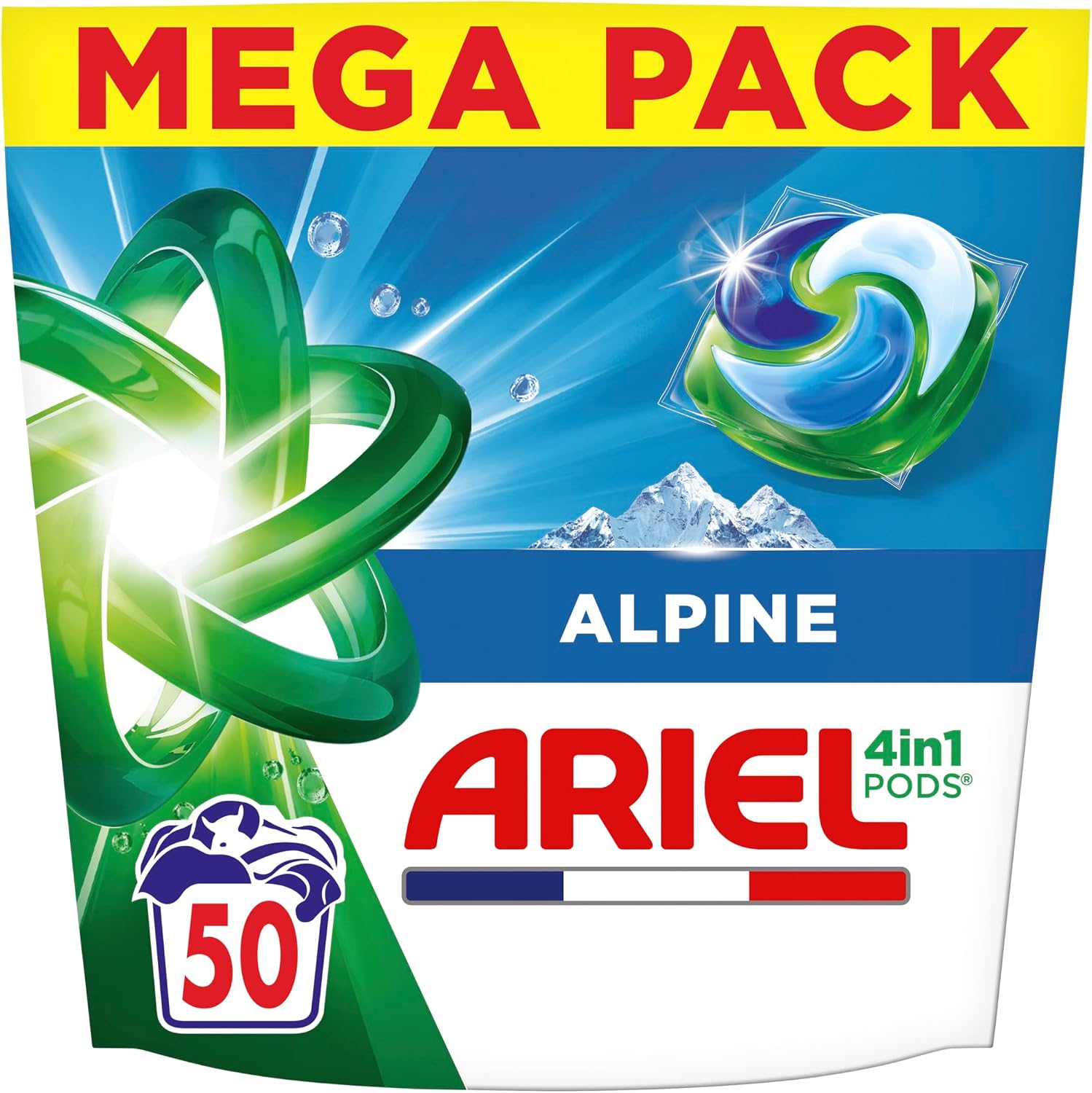 Ariel PODS 4-in-1 Laundry Detergent Capsules Alpine Scent 50 Washes (Cold Water Active)
