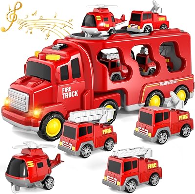 5-in-1 Fire Truck Toy with Light & Sound for Kids, Birthday