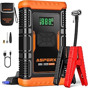 ASPERX Booster 3000A con Compressore, Starter Auto/Moto