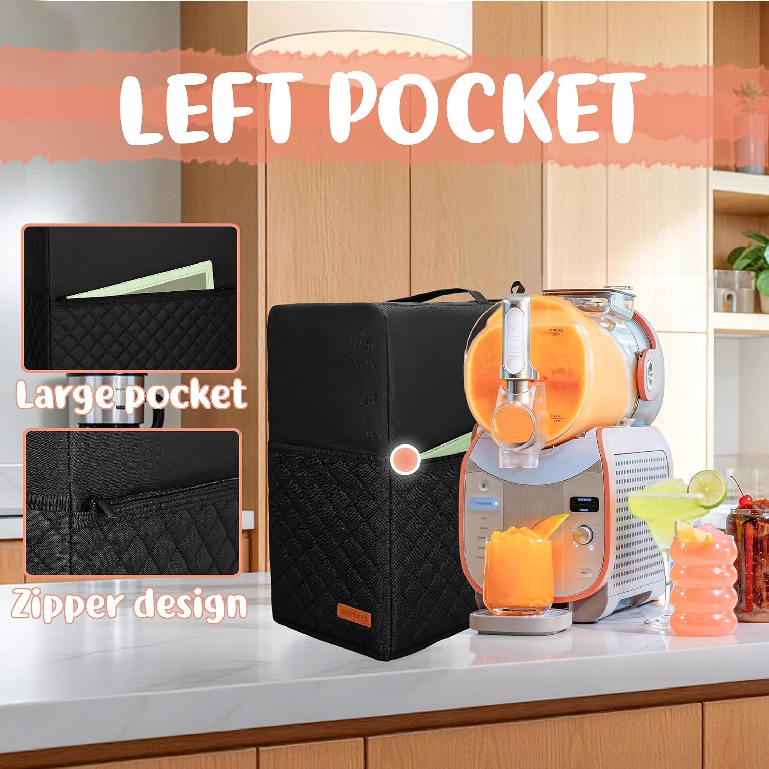 CROTIRAD Slushie Machine Dust Cover for Ninja SLUSHi Max XXL Smart Frozen Drink Maker, Hanging & Easy Foldable Dust Cover for Ninja Slushie Max FS605 and Accessories, Black