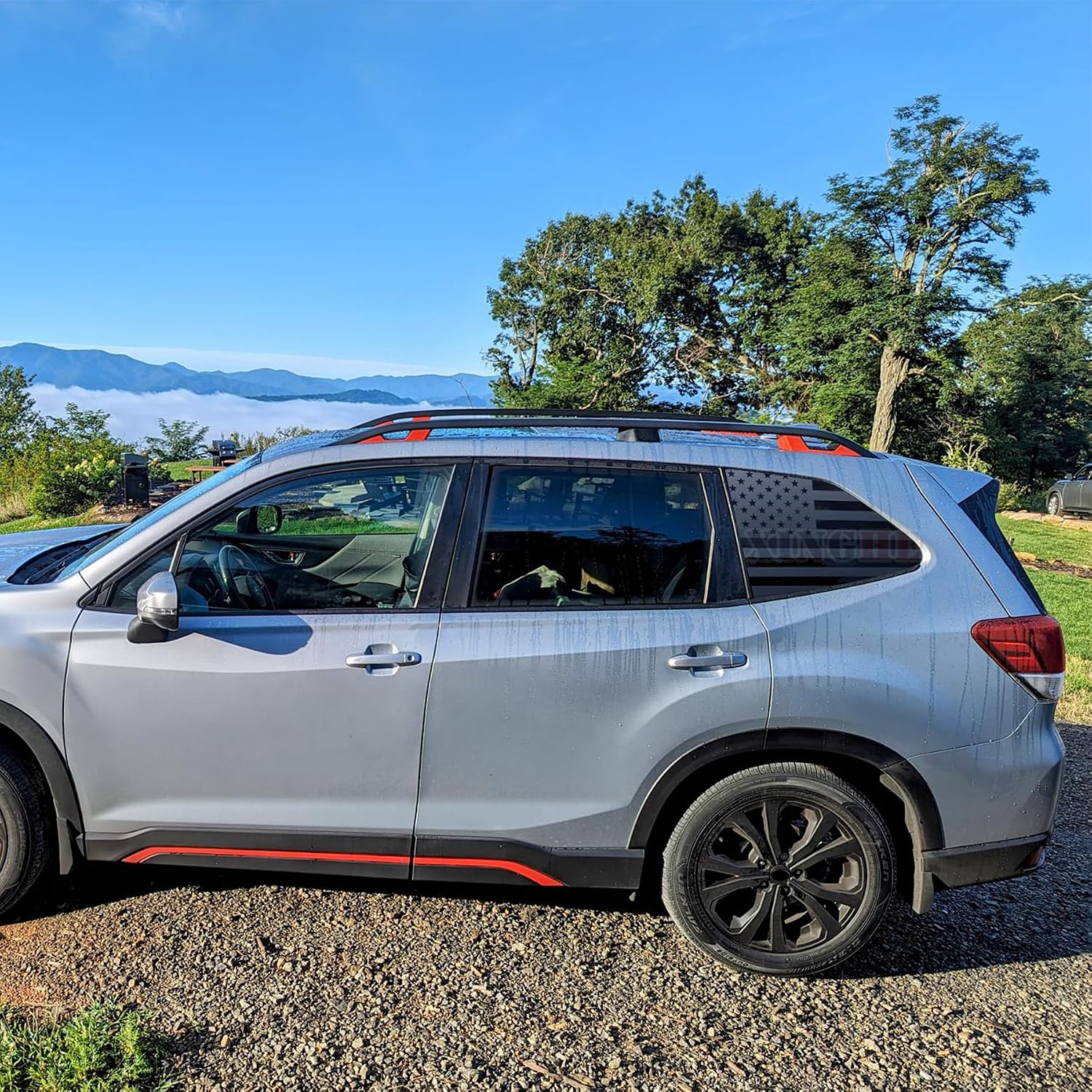 Fit for Subaru Forester 2019-2024 Accessoreis, Rear Side Window American Flag Decal Sticker, Matte Black US Flag Decal (Fit for Forester 2019-2024, Matte Black Vinyl)